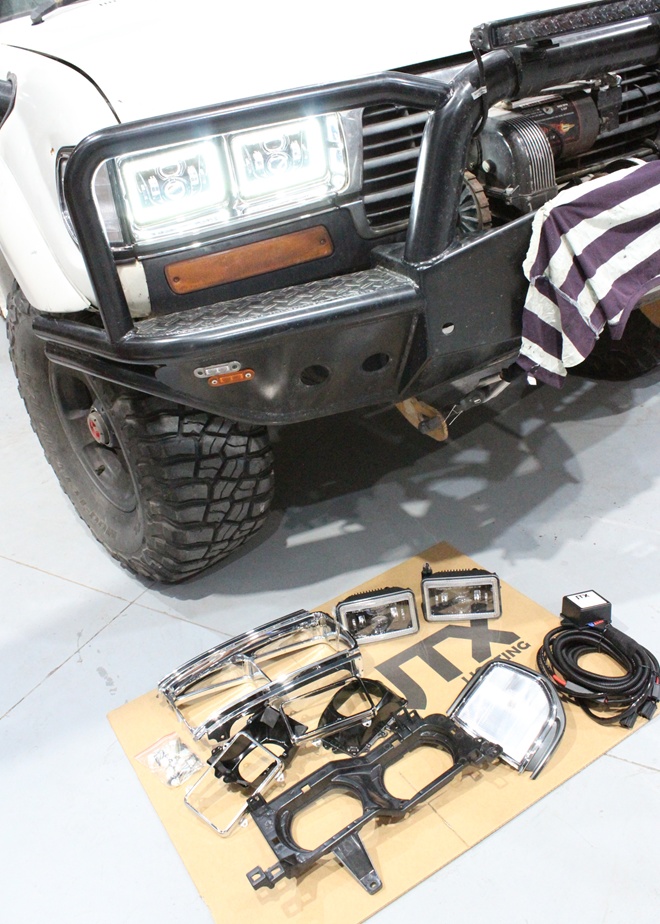 Toyota 80 Series Landcruiser Headlight Conversion from Sahara style to GXL quad JTX 6x4 LED Lights - Image 2
