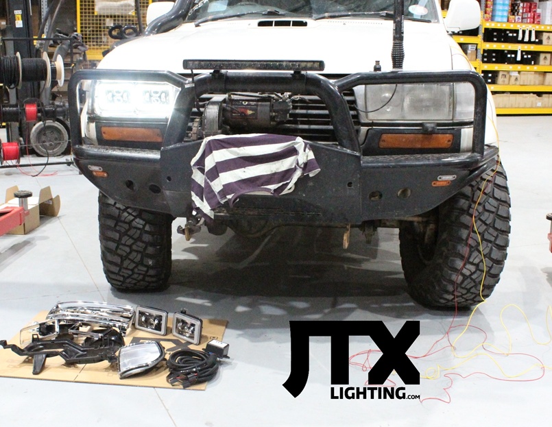 Toyota 80 Series Landcruiser Headlight Conversion from Sahara style to GXL quad JTX 6x4 LED Lights