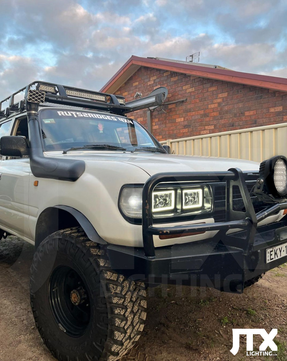 Toyota 80 Series Landcruiser Headlight Conversion from Sahara style to GXL quad JTX 6x4 LED Lights - Image 32